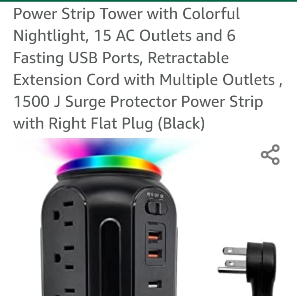 Power Strip Tower with A Colorful Nightlight